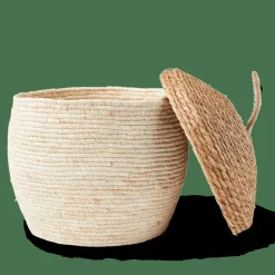 Automne^CASA ALVIN Panier De Rangement Avec Couvercle Brun, Naturel