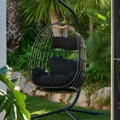 Chaises Suspendues^CASA BAZAI Chaise Suspendue Avec Support Noir