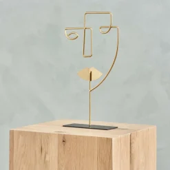 Figures Déco^CASA FACE Décoration Sur Pied Doré