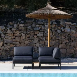 Salon De Jardin^CASA HANNA Lounge Teck Fauteuil Noir