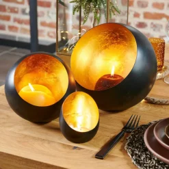 Porte-Bougies^CASA ORION Support Bougie Chauffe-plat Noir