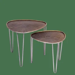 Tables D'Appoint^CASA OVO Tables D'appoint Set De 2 38X38X35CM/46.5X46.5X41CM Argent, Cuivre