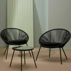 Fauteuils De Jardin|Salon De Jardin^CASA PAPAYO & ACAPULCO Salon De Jardin Noir
