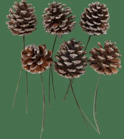 Automne^CASA PINECONE Pommes De Pin Set De 6 2 Couleurs Blanc, Argent