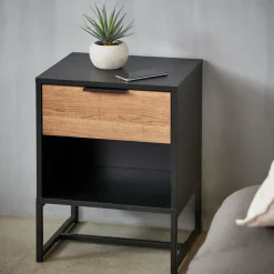 Tables De Chevet|Commodes^CASA TRENTON Table De Chevet Noir, Naturel