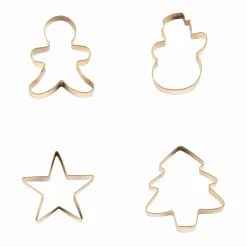 Moules^CASA X-MAS Set à Pâtisserie 4P. Spatule Avec 3 Emporte-pièces Doré, Multicolore